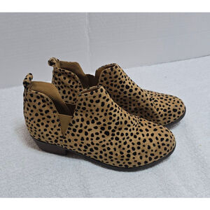 Women's Pierre Dumas Tan Black Leopard Print Ankle Boots Size 6